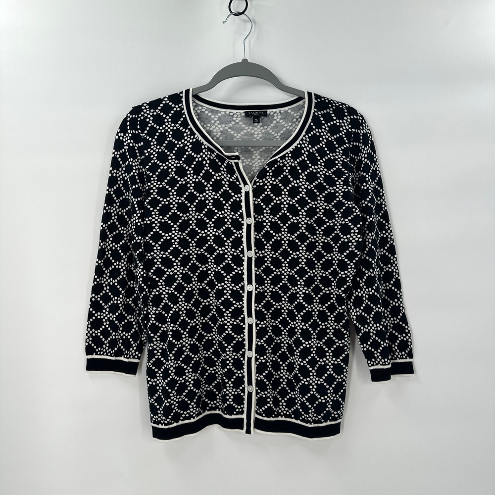 Talbots Petite Preppy Cardigan‎ Sweater Medium MP Quiet Luxury Layering